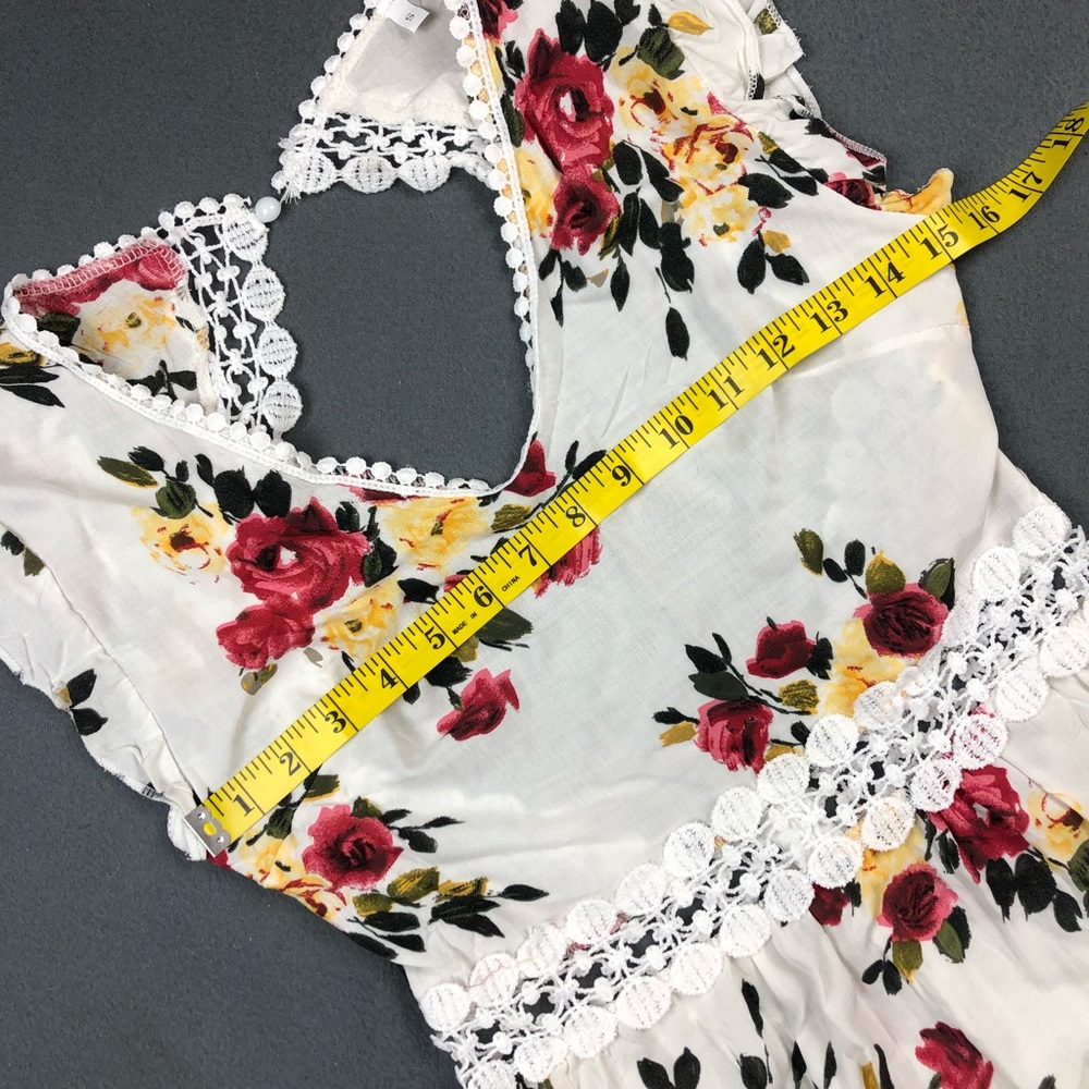NWT White Floral Crochet Backless High Low Dress - Picture 4 of 7